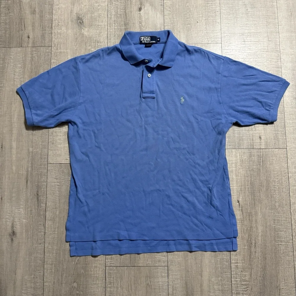 Vintage Polo Ralph Lauren Polo Shirt Blue Made in USA Cotton Men's Size Medium